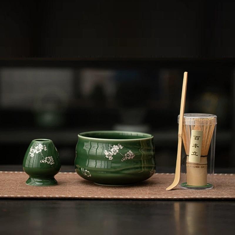 Azure stone Matcha Handmade Home Easy Clean Tea Set Tool Stand Kit Bowl Whisk Scoop Gift Ceremony Traditional Chinese Accessorie