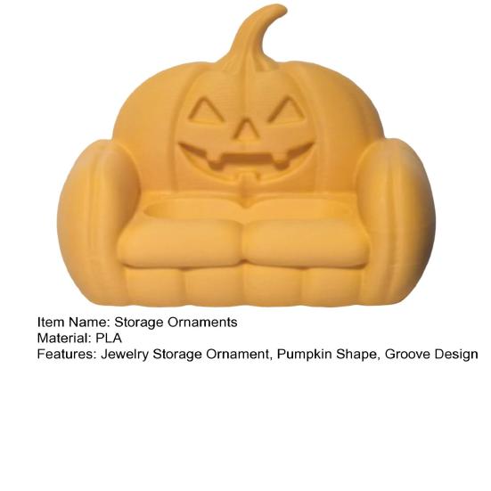Baizihuahu Pumpkin Jewelry Storage Ornament, 3D Printed Halloween Sofa Shape, Handicrafts for Rings Earrings Table Decoration