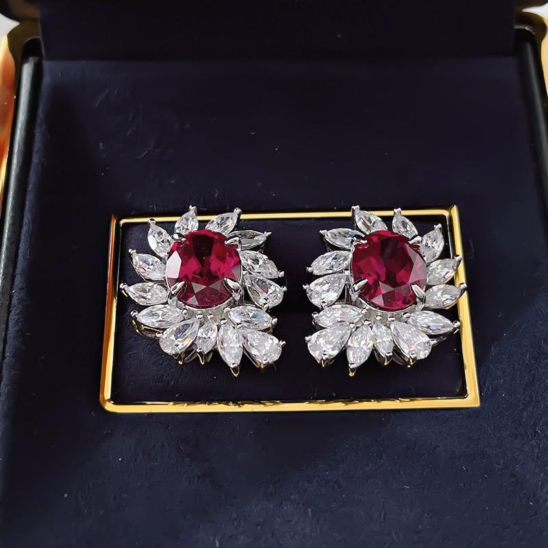 Huitan Sparkling Oval Cubic Zirconia Bridal Earrings for Wedding Party Silver Color Luxury Trendy Accessories Women New Jewelry