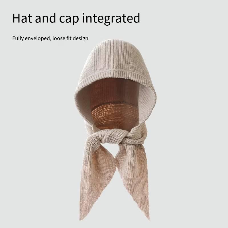 2026 New Adult Women's Sunproof Balaclava Hat & Scarf Set Winter Warm Neck Knitted Spandex/Polyester Hooded Skin-Friendly