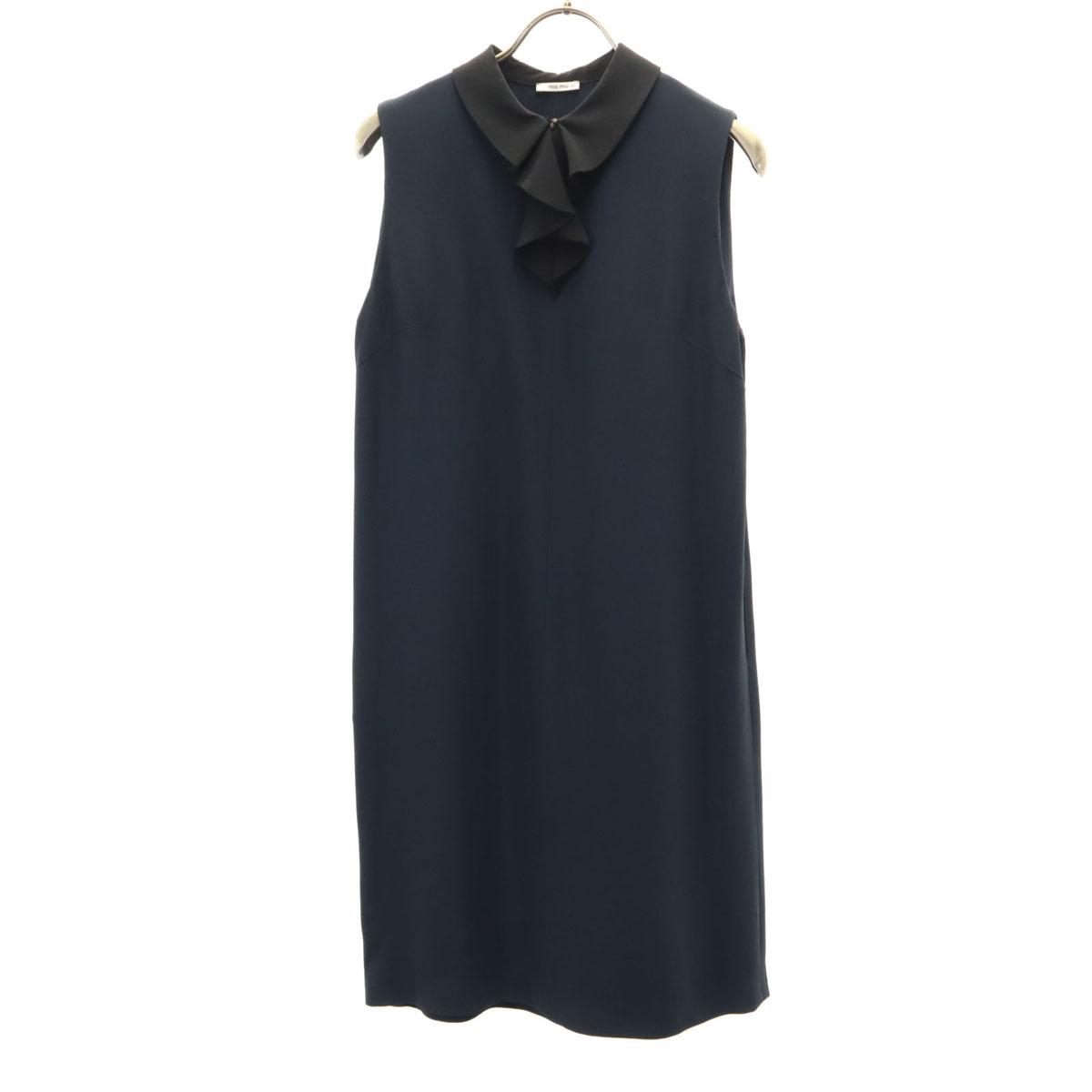 

MIUMIU Платье без рукавов длиной до колена 38 Темно-синий Женское Б/У