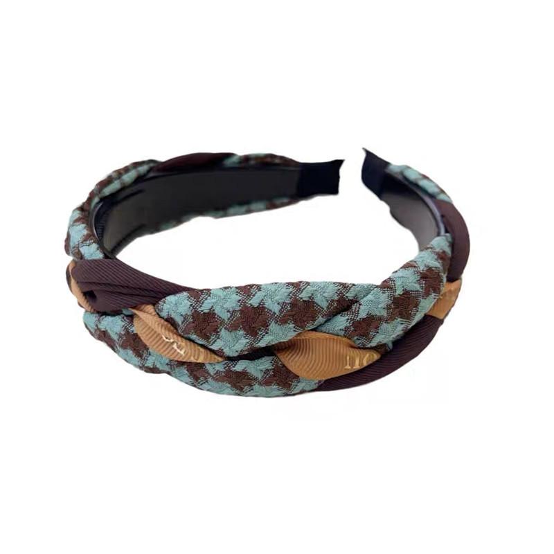 Roman Holiday~Retro Houndstooth Twist Headband Women's New Style High Skull Headband Travel Hairpin