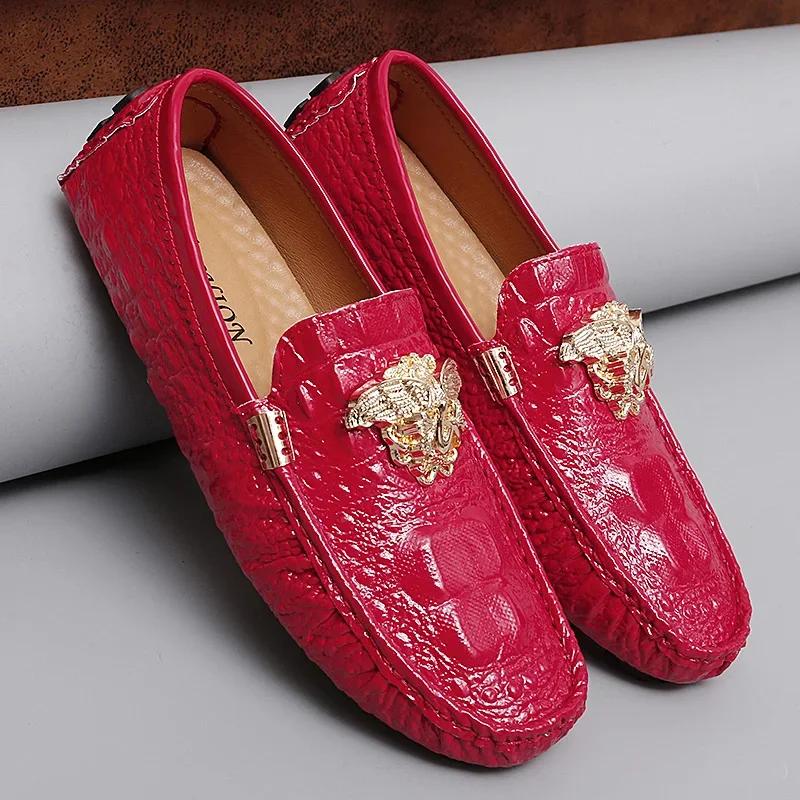 повседневные кожаные дышащие мягкие мужские туфли на плоской подошве цветные ленивые — фото 3