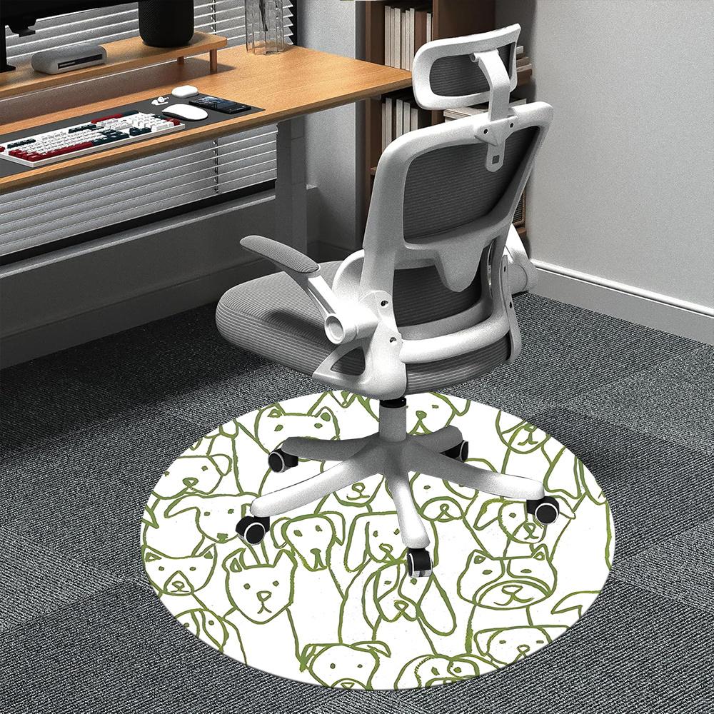 

1pc Puppy Office Round Area Rug, Indoor Mat Suitable ForOffice, Under Office Chairs Bedroom Living Room Home Decor, Room Deco 088 80cm by 80cm