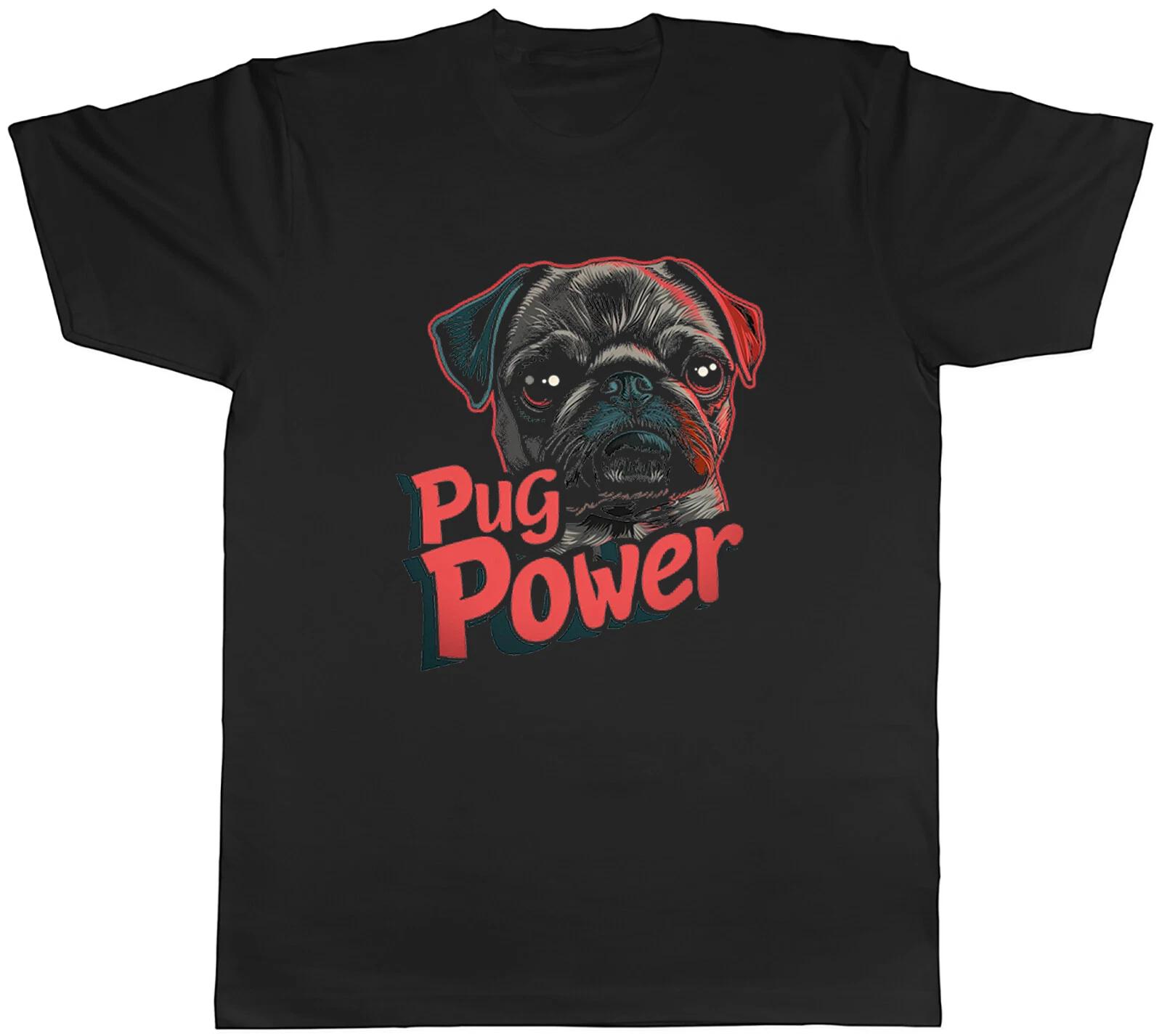 Funny Pug Power Mens T-Shirt Puppy Dog Tee Gift M