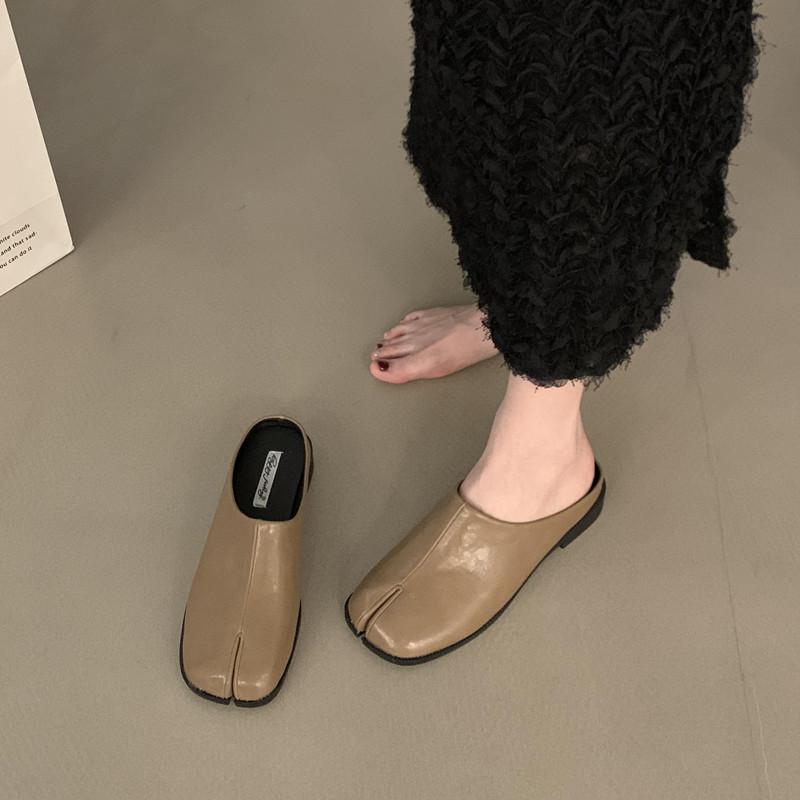 Bailamos Women Split Toe Slippers Round Toe Shallow Lazy Boat Slingback Mules Shoes Tabi Ninja Slip On Flats Soft Loafers Mujer