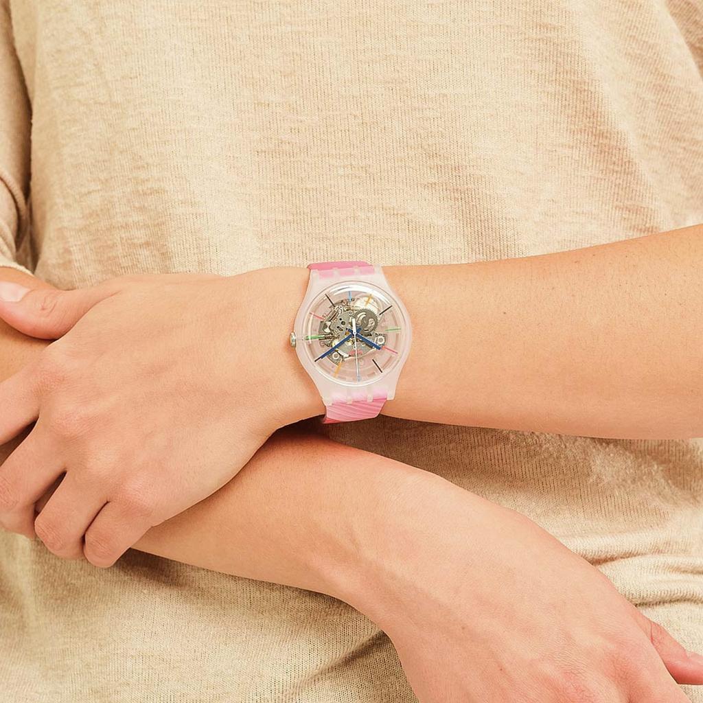 Swatch Quartz Movement Watch 41Mm Skeleton Dial Bio-Based Material Case Silicone Strap Unisex watches SO29Z105