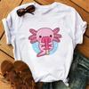 Lustiges Axolotl T-Shirt Damen Relaxolotl Kawaii Kurzarm T-Shirt Damenbekleidung Sommer Tops Y2k Lässig Cartoon Grafik T-Shirt