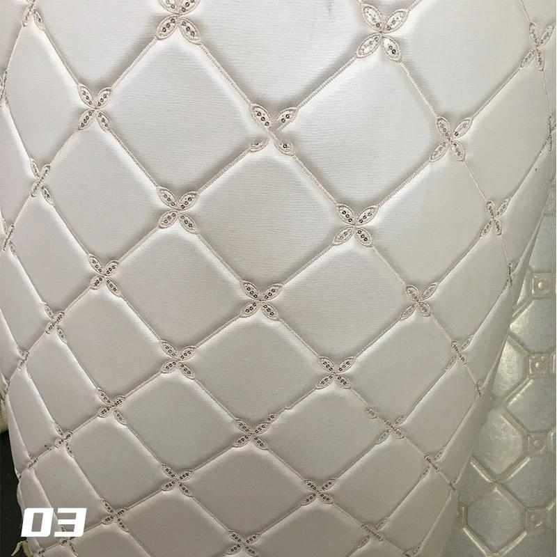 6mm Thick Sponge Quilted Faux Leather Fabric Embroidered Car Interior Material Embroidered Car Upholstery Trim Fabric 100x135cm
