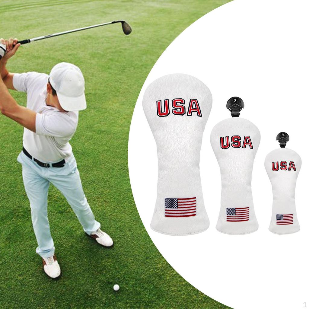 3Pcs golf Covers UT Driver Wood Clubs for head with Number Tags