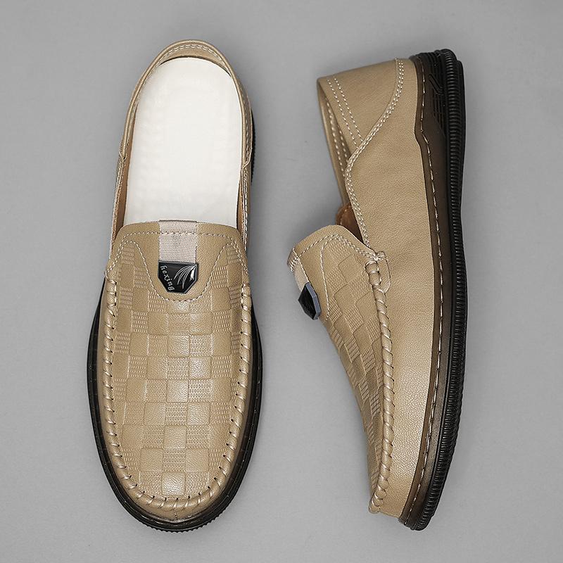 

2024 New Male Comfortable Walking Shoe High Quality Men Casual Footwear Stylish Men Loafers Genuine Leather Mens Slip on Shoes 44 песочный