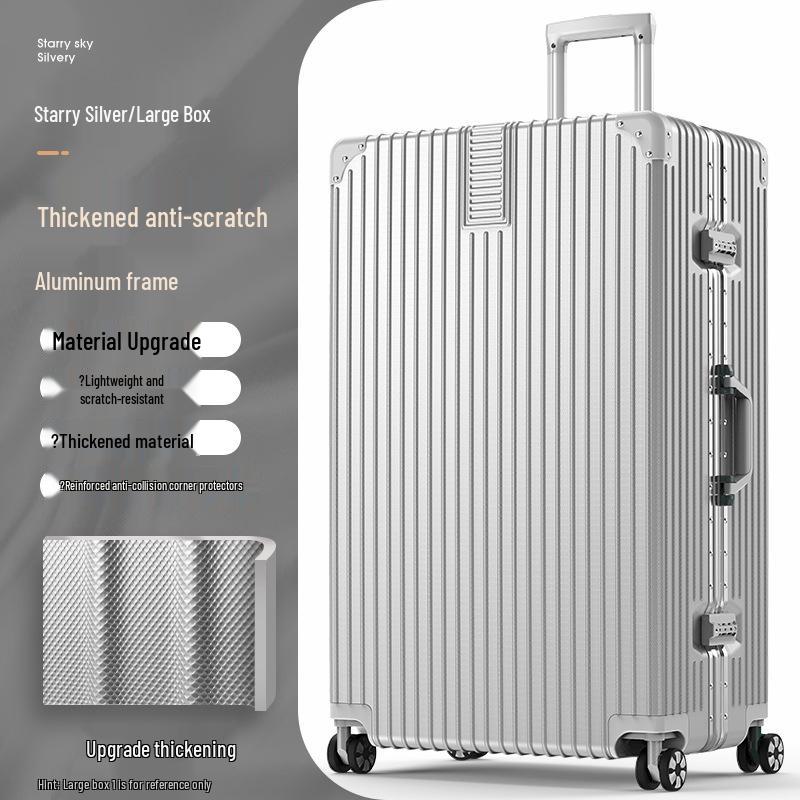 32-Inch Large Capacity Trolley Suitcase with Universal Wheels - Durable Leather Design for Men and Women