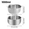 Stainless Steel Microporous Colander, Dishwasher Safe Salad Mixing Bowl Rice Washer, Vegetables Fruits Rice Washing Food Strainer Basket