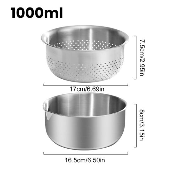 Stainless Steel Microporous Colander, Dishwasher Safe Salad Mixing Bowl Rice Washer, Vegetables Fruits Rice Washing Food Strainer Basket