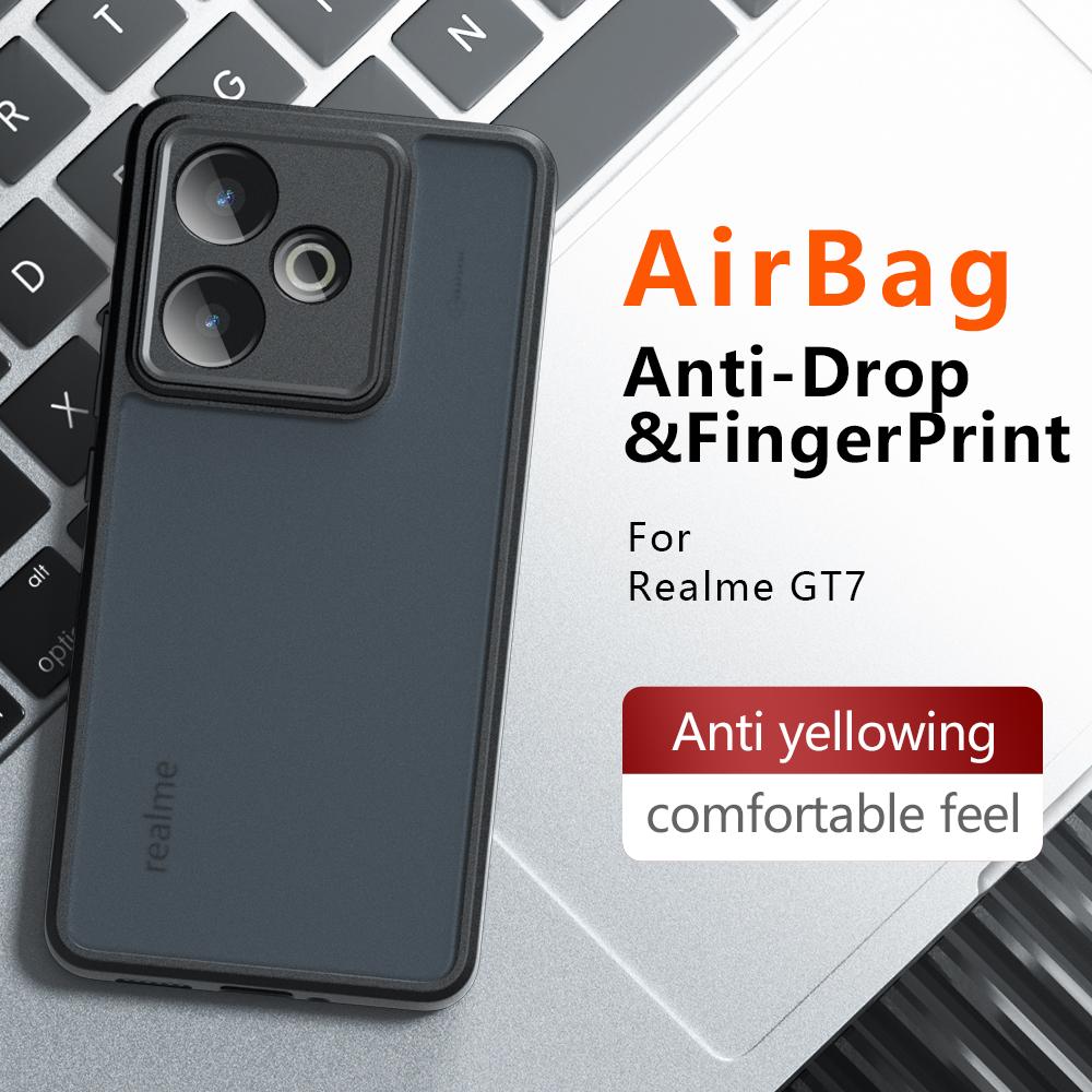 GT 7T Matt Støtsikkert Telefondeksel for Realme GT 7 GT 7Pro Neo 7x Hard Støtfanger Myk Gjennomsiktig Bakdeksel Anti-gulning Funda