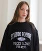 BONIEE [Fleece Lined Selection] Arch Typo 1991 Graphic Oversized Sweatshirt Black