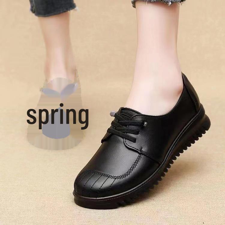 Pantofi de damă din piele naturală moale - Pantofi comozi antiderapanți pentru mame de vârstă mijlocie și în vârstă, primăvară și toamnă