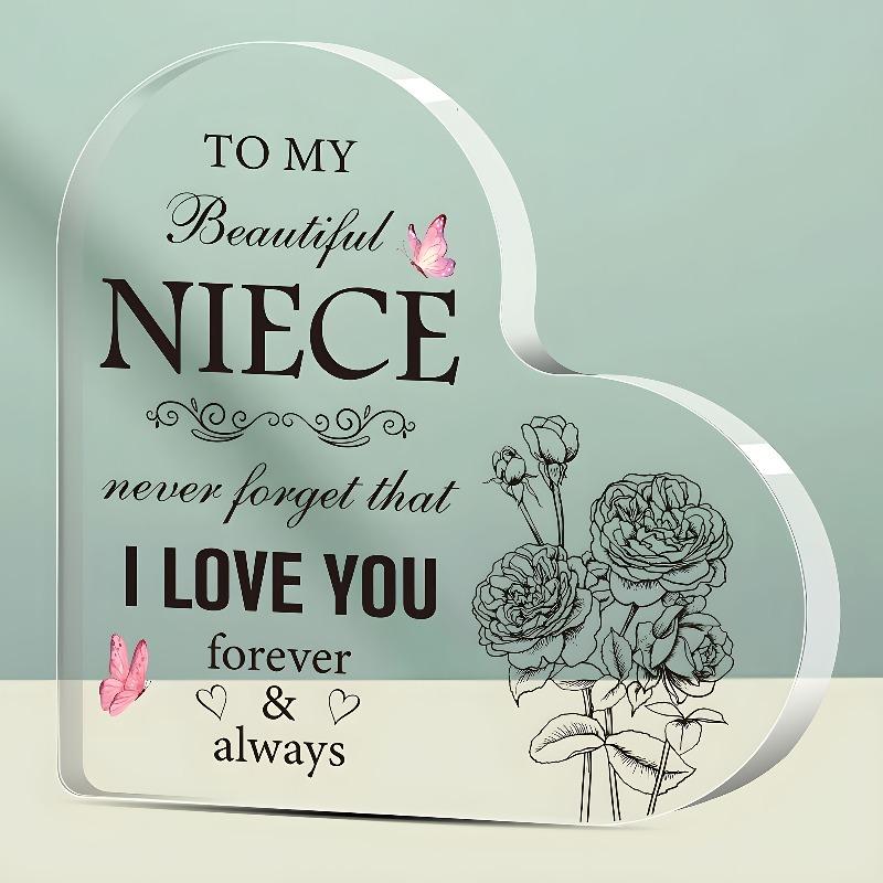 2D Flat "I Love You" Acrylic Heart-Shaped Desk Decor Plaque, Suitable for wall decoration, porch, room, villa, accents Home, Hallway, or Workplace - R