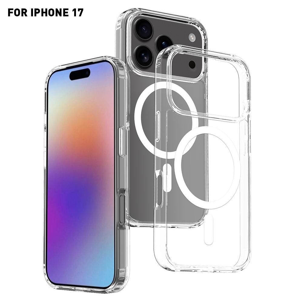Luxury Clear Shockproof MagSafe Magnetic Case for iPhone 17 Air 17Pro 17 Pro Max Hard Back Cover Support Wireless Charging