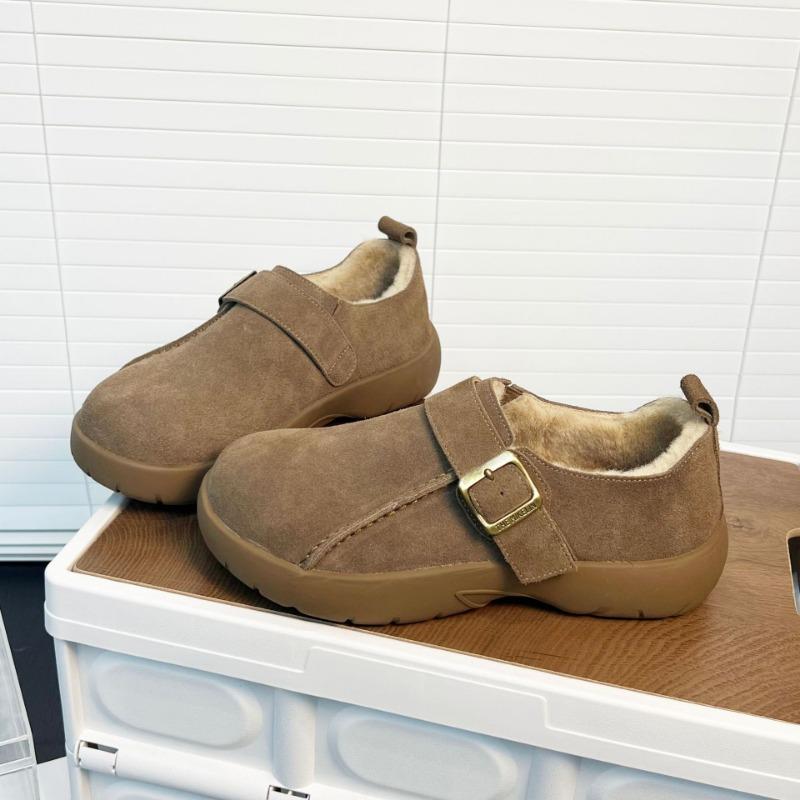 

Ретро женские зимние новая мода универсальные матовые мягкие подошвы ленивые туфли флисовые утолщенные туфли-хлебушки 40 песочный