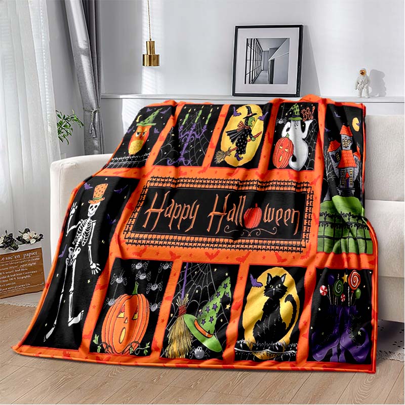 Halloween Terrifying Pumpkin Surprise Soft Blanket Home Room Sofa Bed Warm Travel Picnic Leisure Office Oversized Gift Blanket