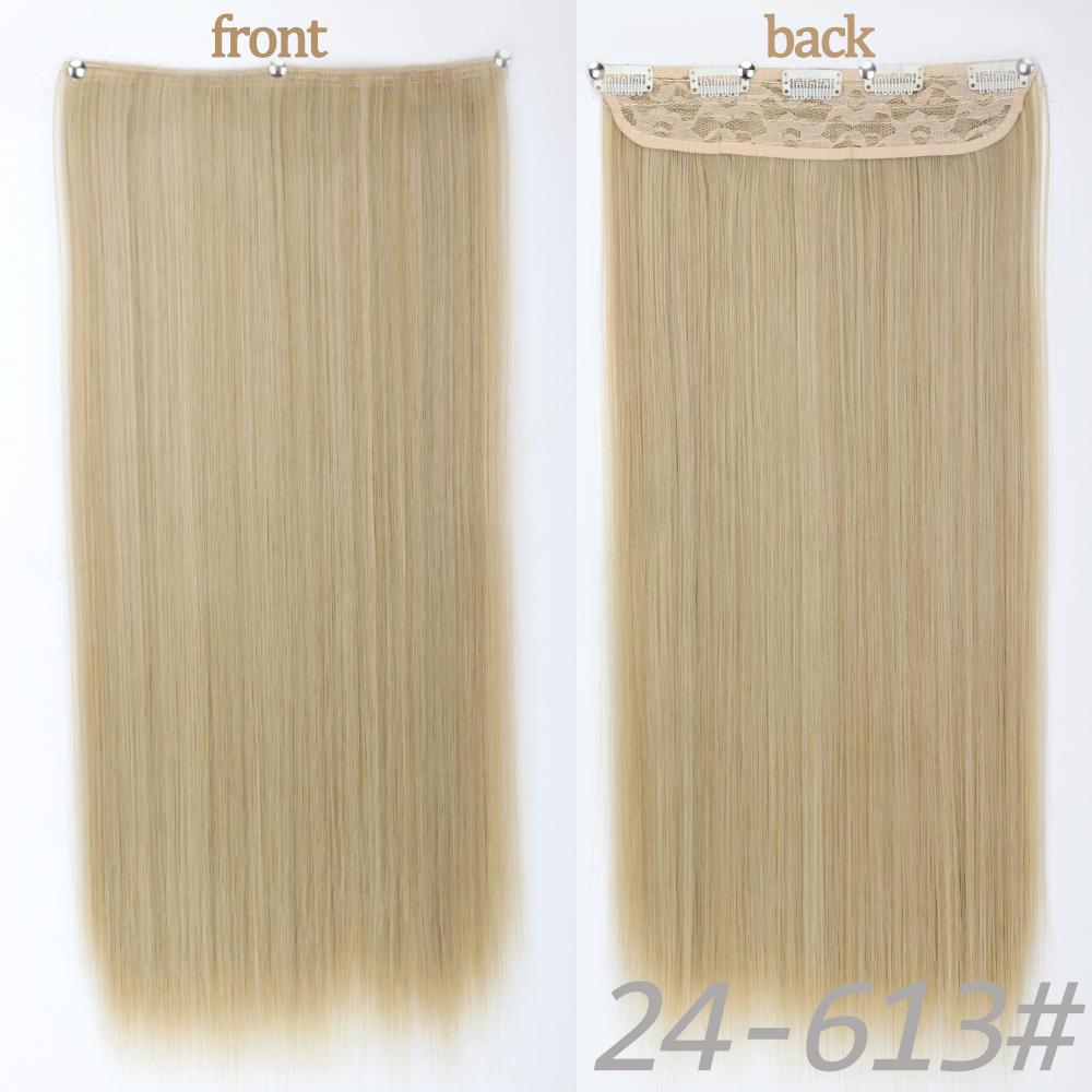 MERISIHAIR Women Fashion Long Straight Synthetic Fiber Hair Extensions 5 Clips Invisible Hairpiece for Daily Wear