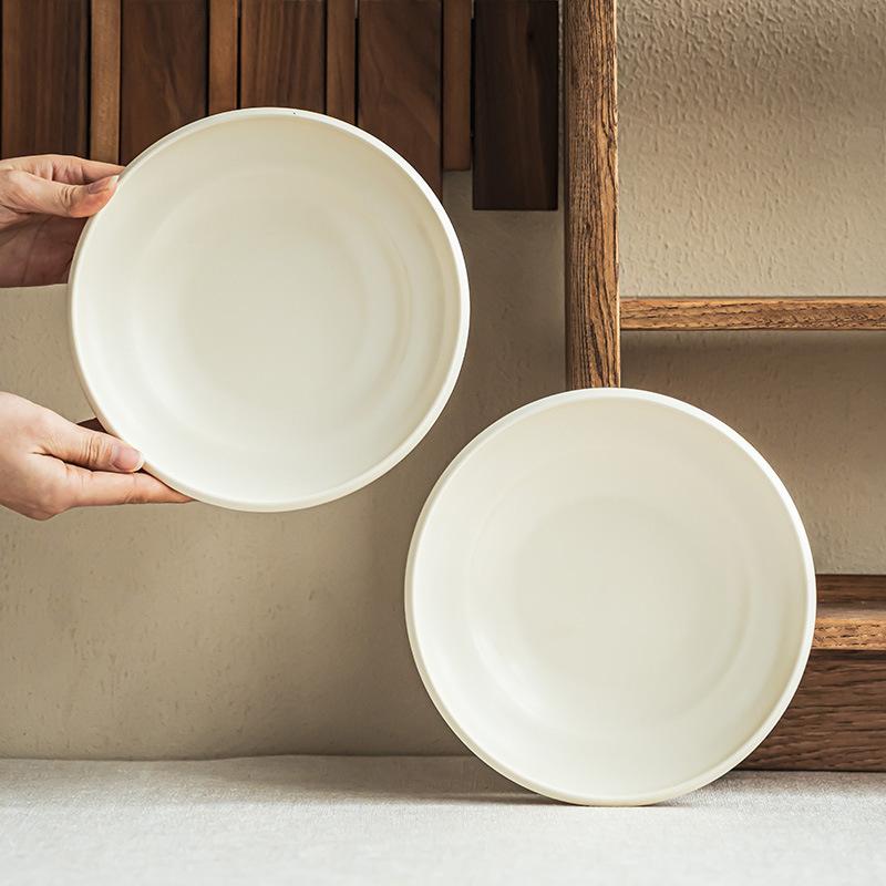 Premium Sense Simple Large Bowl Tableware Household Round Vegetable Bowl Solid Color Round Dessert Bowl Dim Sum Bowl Special Salad Bowl
