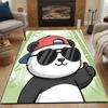 Cool Panda with Sunglasses and Cap Patterned Carpet, Non Slip Mat Suitable for Living Room and Bedroom Sofas