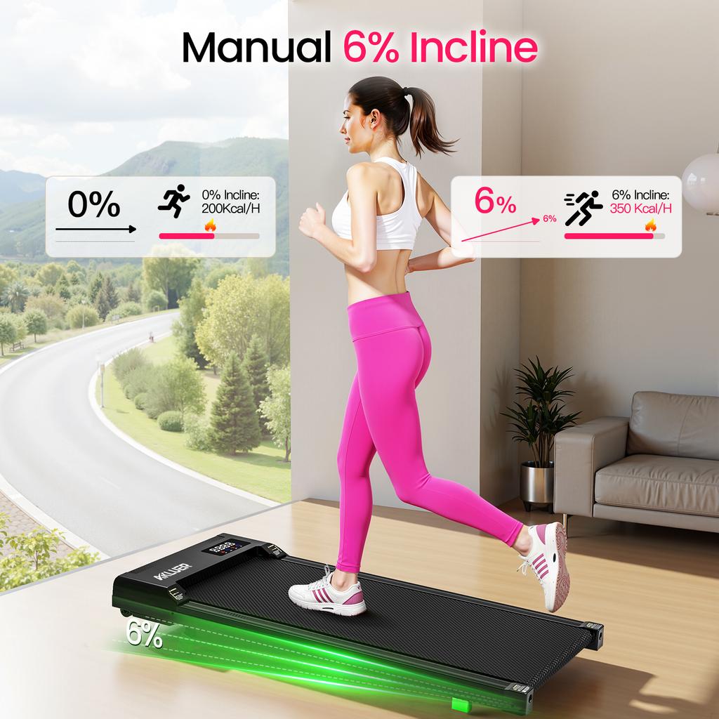 Portable Electric Treadmill with LED Screen 6% Manual Incline Steel Frame EU Stock Dropping