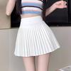 2024 Spring & Autumn White A-Line Pleated Skirt - Anti-Exposure, Short Length for Women