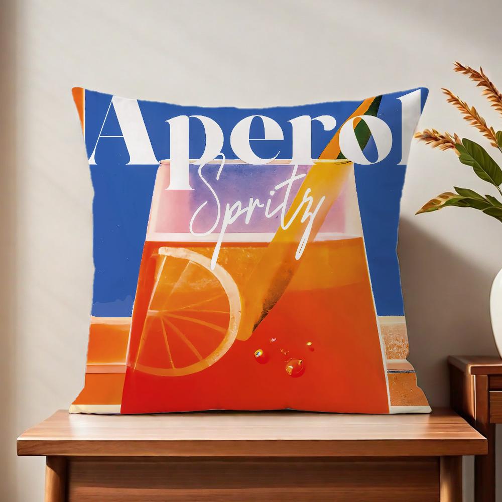 AAperol Logo SSpritzz Cushion Cover For Pillow Printing Sofa Decoration Home Car Room Coffee Shop Office Nordic Simplicity