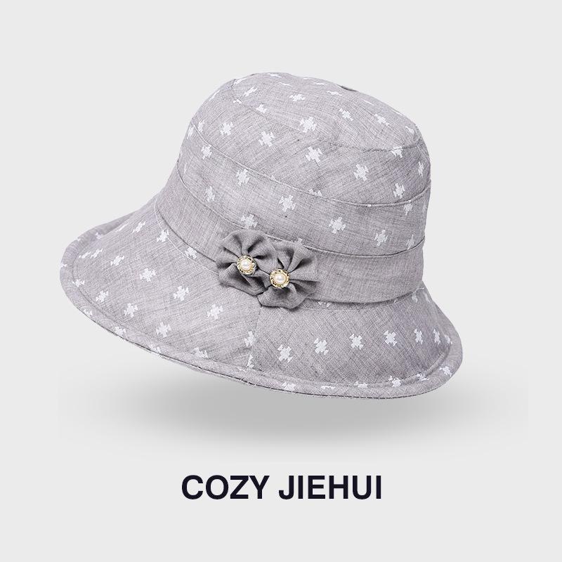 2025 Summer Fashion Embroidered Wide Brim Sun Hat for Middle-Aged & Elderly Women