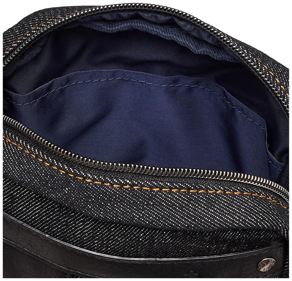 Lee Symbole Mini Shoulder Denim X Faux Black Bag, Leather, 320-3263,