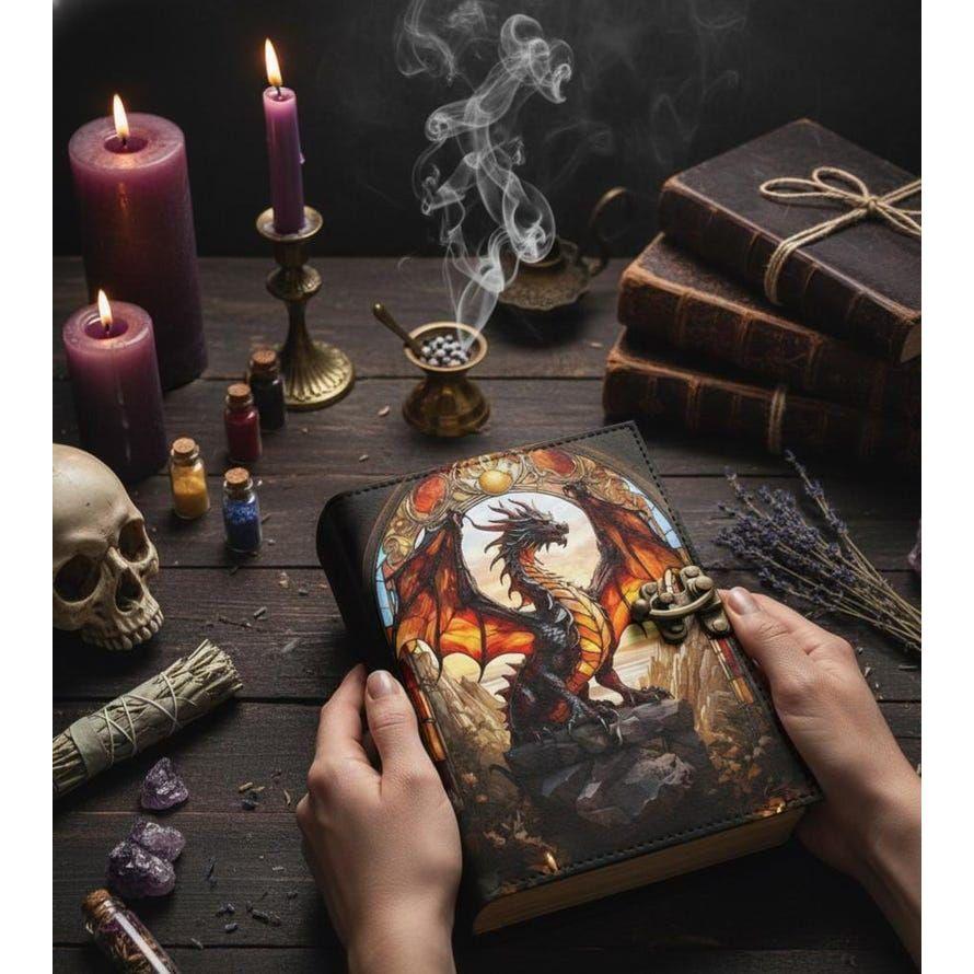 Dragon Leather Grimoire Journal: Vintage Spell Book of Shadows Leather Sketchbook Wedding Planner