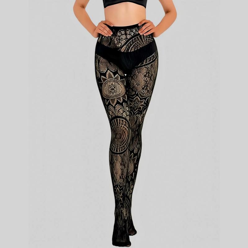 

Sexy Black Tights Plus Size Jacquard Fishnet Stockings Holes Leggings For Women New High Waisted Pantyhose Sheer Black Tights 40-70kg