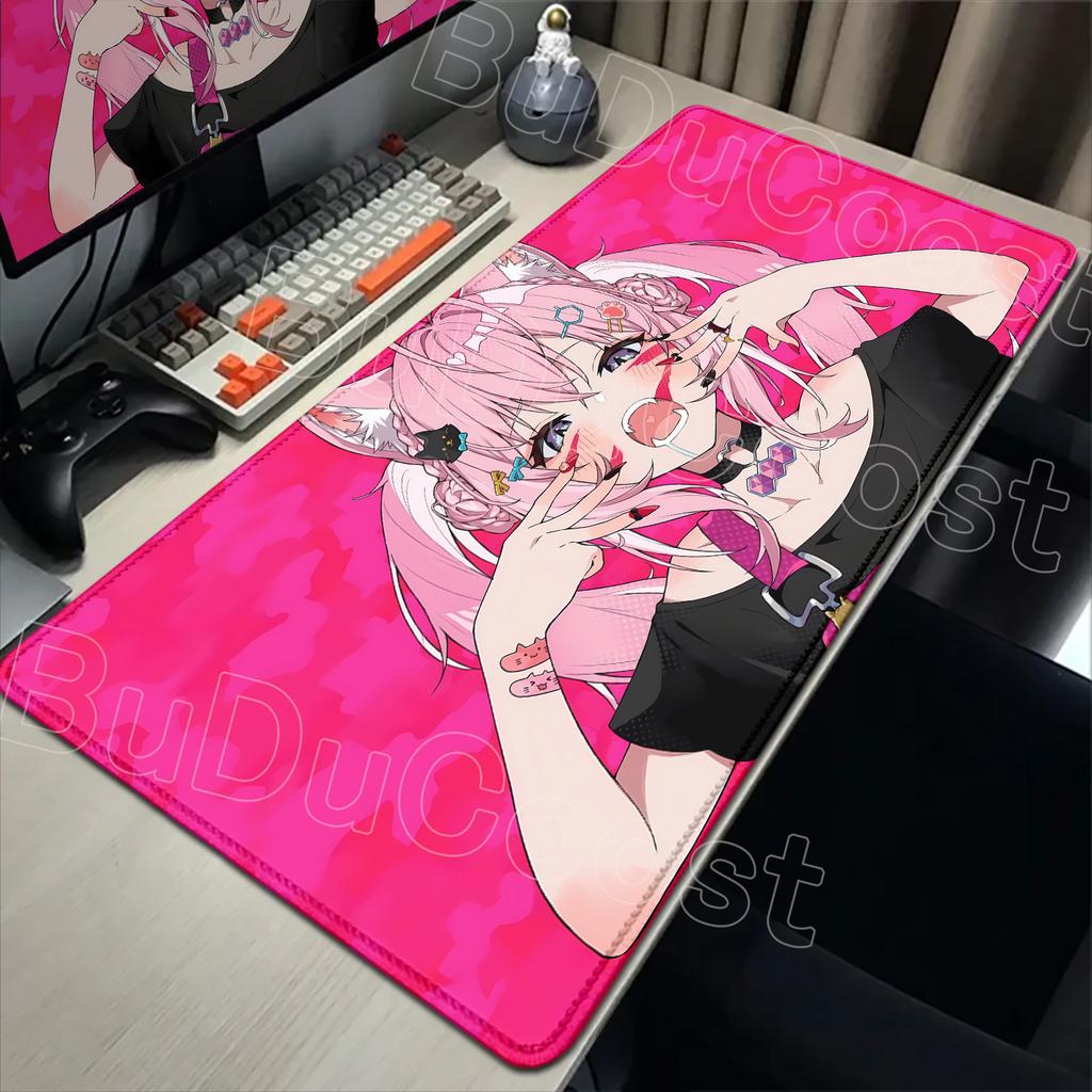Cute Pink Anime Girl Hakui Koyori Mouse Pad Kawaii Hololive Large Table Mat Laptop Keyboard Pad XXL Mousepad PC Gamer Carpet Mat