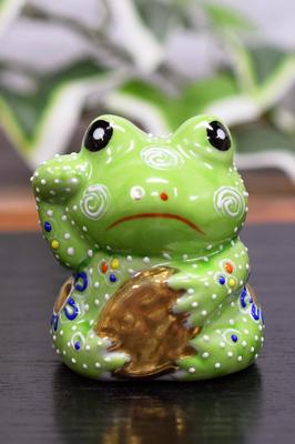 Frog Figurine Kutani Ware Oval Frog Sashimi Pottery Lucky Charm Feng Shui Item