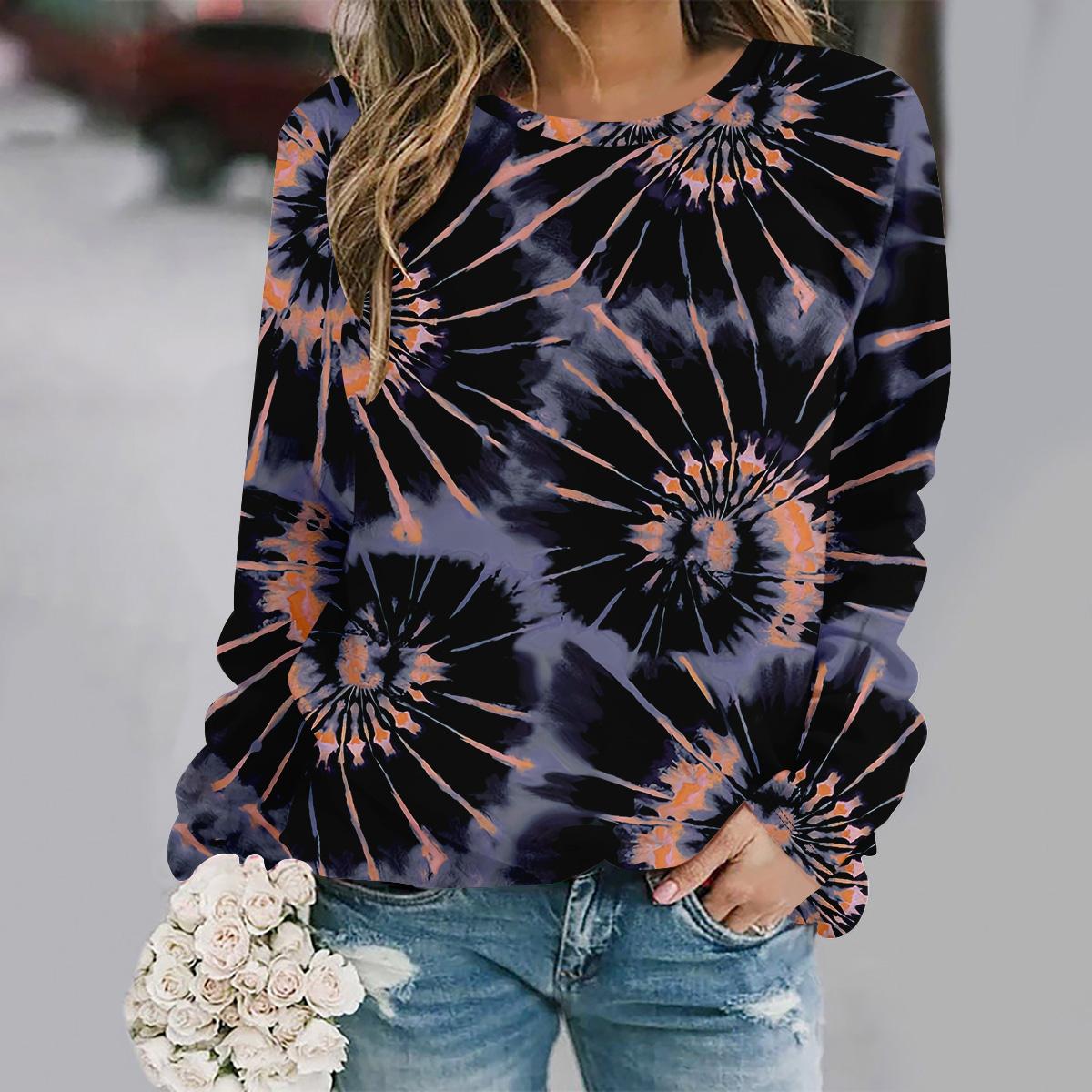 

Осень и зима новая мода круглый вырез длинный рукав с принтом элегантный повседневный свободный худи S