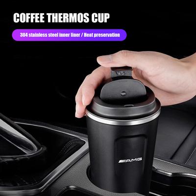 1pc Vacuum Flask Travel Thermal Cup Stainless Steel Coffee Mug For Mercedes Benz AMG A B C E G CLA W211 W203 W204 W210 W124