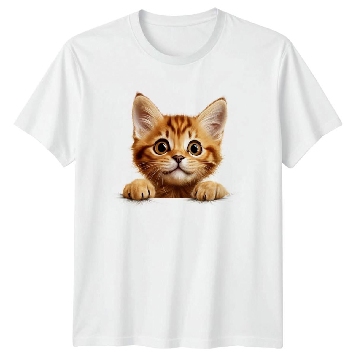 Cute Peeking Kitten Adorable Pet T-Shirt Kitten Gift For Him And Her XL