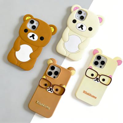 Per iPhone 17 16 15 14 13 12 11 Pro Max mini Plus Xs XR 6 7 8 Plus Rilakkuma Orso con occhiali Custodia Cover Morbida in Silicone