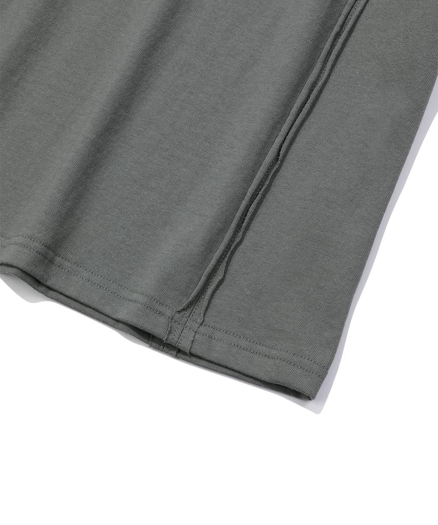 EPISODE UNTITLED Crop Cut-Off Logo Ring Point T-Shirt_Grey