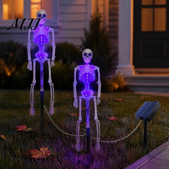 Solar Powered Path Lighting 3D Skeleton Halloween Garden Lamp, Spooky Human Pathway Glowing Lawn Ornaments for Parties Lights, Waterproof Resin