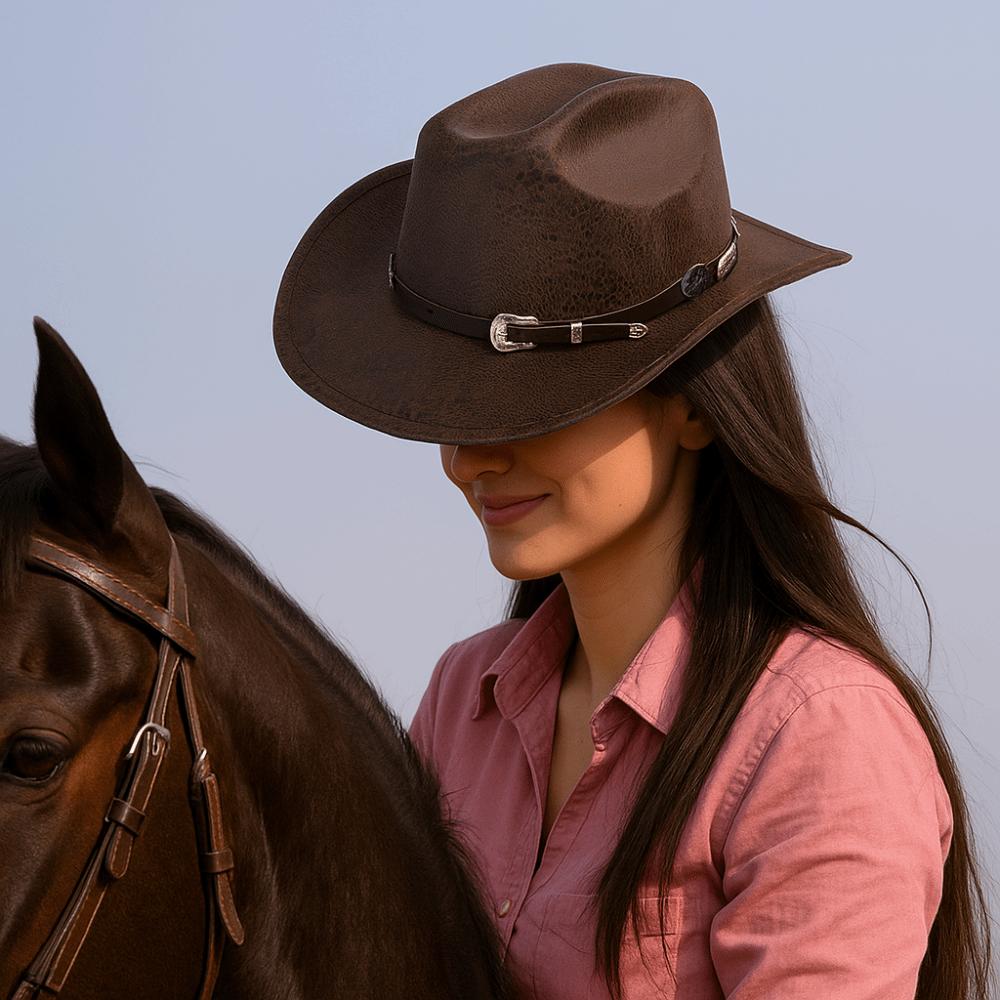Wide Brim Cowgirl Jazz Hat Serpentine Visor Caps Gentleman Knight Hat  Outdoor