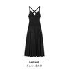 2025 Spring Women's European & American Style Slimming Sleeveless Solid Color Crossover Vest Dress