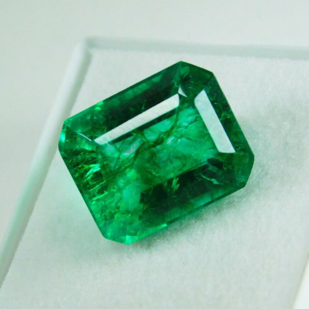 8.10 Ct Emerald Cut NATURAL Zambia EMERALD Green CERTIFIED Gemstone 1m-244 003kjhg