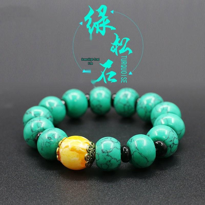Tibetan Style 108-Bead Turquoise Bracelet - Unisex Tourist Attraction Accessory