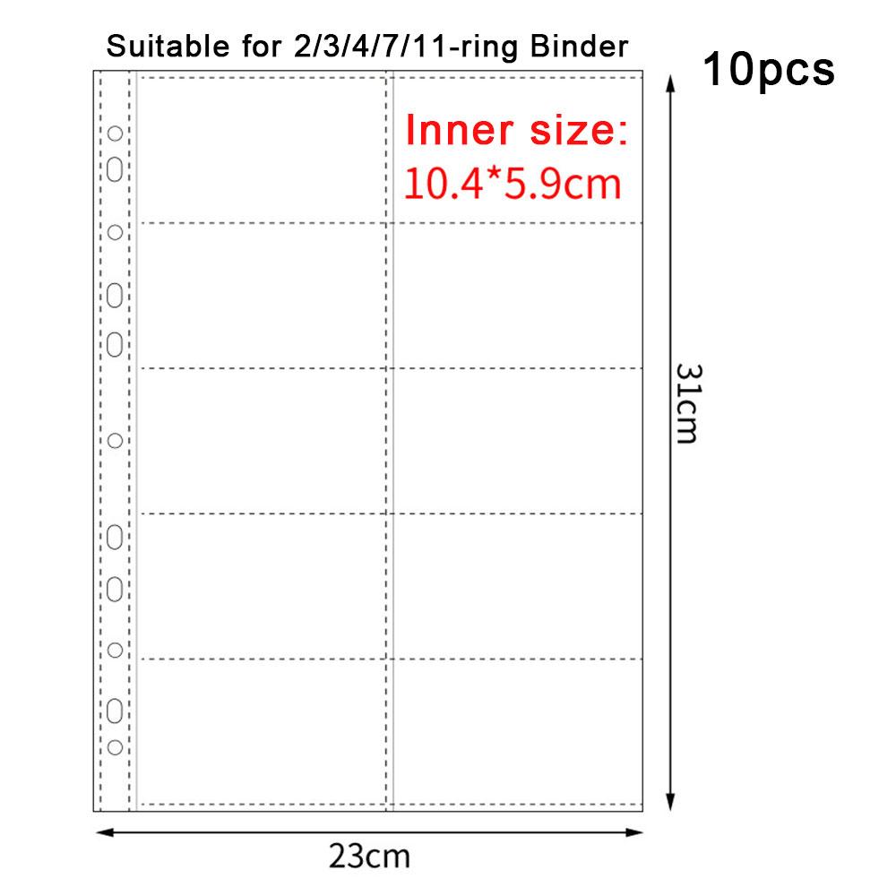 A4 Clear 10 Pcs Photo Album Refill Pages File Protector 4/11 Holes 6×4 8×10 4/11 Ring Binder Photocards Postcard Card Notebook