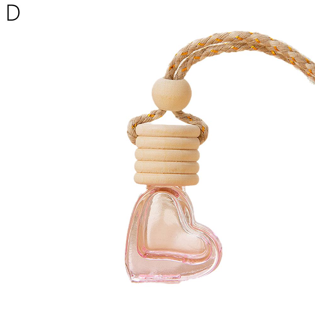 Car Interior Hanging Decor Heart Shaped Aromatherapy Bottle 6ml Essential Oil Diffuser Fragrance Air Freshener Car Accessories