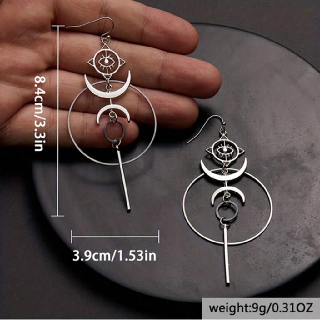 Punk Style Round Moon Earrings Trend Demon Eyes One Line Długie kolczyki sztyfty Gotycka biżuteria akcesorium do codziennego noszenia